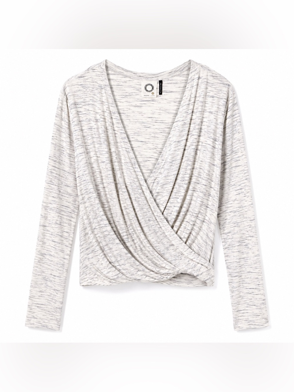 Anthropologie Akemi + Kin Faux Wrap Draped Long Sleeve Top Soft Balletcore